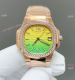 GR factory Copy Patek Philippe Nautilus 32mm Watches Hawaii Sunset Dial-Diamond Bezel